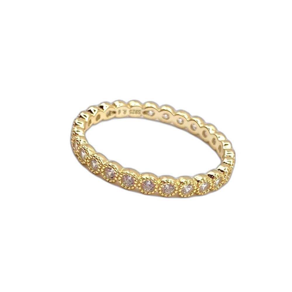 Vermeil 18k Gold Sterling Silver Cubic Zirconia Eternity Band Ring Size 9